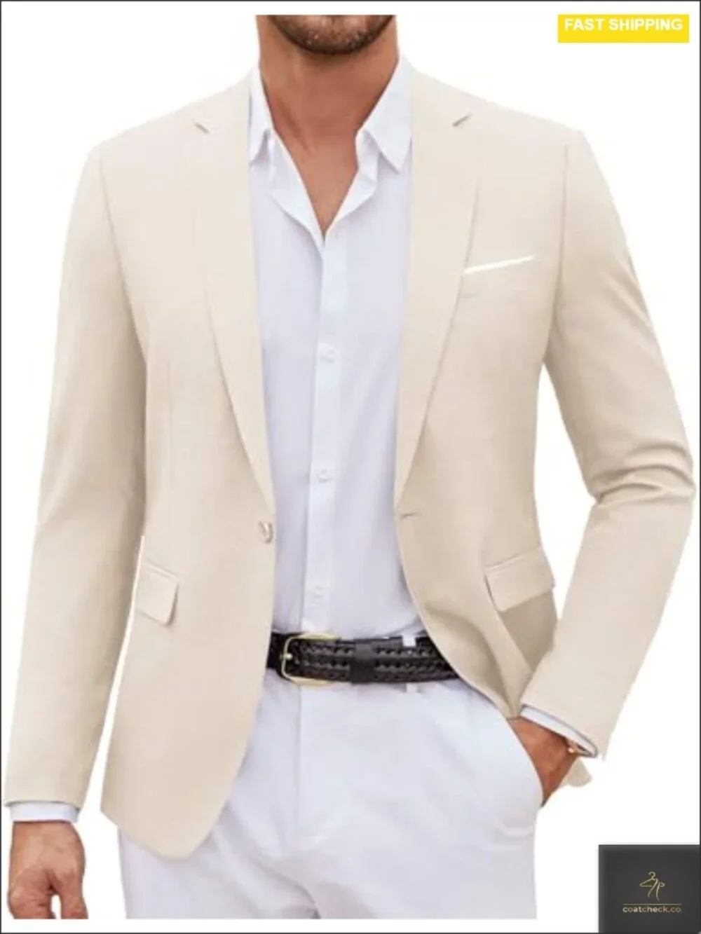 Mens Casual Sport Coat Lightweight Stretch Blazer One Button Notched Lapel Slim